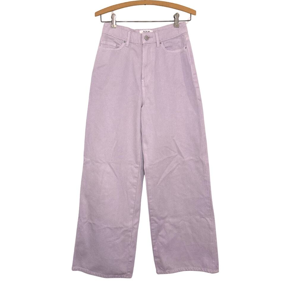 Miss Selfridge Lilac Wide Leg Jeans High Rise Pastel Purple Denim Size 4 US